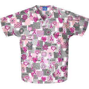 Cherokee Scrub for Women V-Neck Top Traditional fit with Dolman Sleeve and Fade Resistant Fabric – 4700(Words of Love)
