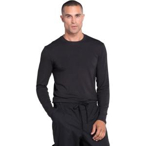Cherokee Scrubs Men’s Long Sleeve Underscrub Knit Tee,Crew Neck, Stretch Durable Layering Shirt for Medical Uniforms – WW700(Black)