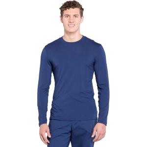 Cherokee Scrubs Men’s Long Sleeve Underscrub Knit Tee,Crew Neck, Stretch Durable Layering Shirt for Medical Uniforms – WW700(Navy)
