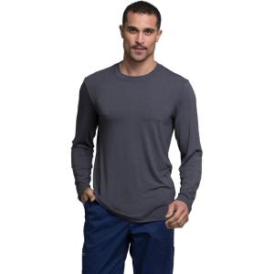 Cherokee Scrubs Men’s Long Sleeve Underscrub Knit Tee,Crew Neck, Stretch Durable Layering Shirt for Medical Uniforms – WW700(Pewter)