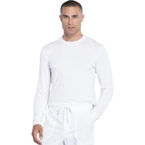 Cherokee Scrubs Men’s Long Sleeve Underscrub Knit Tee,Crew Neck, Stretch Durable Layering Shirt for Medical Uniforms – WW700(White)