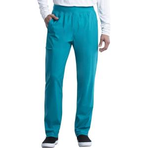 Cherokee Scrubs Mens Pants Tapered Leg with 5 Pockets, Zip Cargo, 360° Stretch & Moisture Wicking – CK185(Teal Blue)