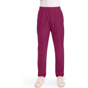 Cherokee Scrubs Mens Pants Tapered Leg with 5 Pockets, Zip Cargo, 360° Stretch & Moisture Wicking – CK185(Wine)