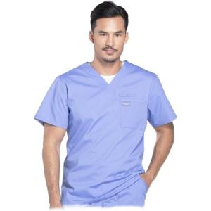 Cherokee Scrubs for Men V-Neck Top, Workwear Professionals Soft Stretch WW675(Ciel Blue)