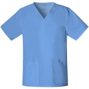 Cherokee Scrubs for Men & Women V-Neck Scrub Top with 4 Pockets, Cotton Blend Soft Stretchy Easy Care Nursing Uniform – 4725(Ceil)