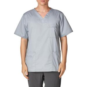 Cherokee Scrubs for Men & Women V-Neck Scrub Top with 4 Pockets, Cotton Blend Soft Stretchy Easy Care Nursing Uniform – 4725(Grey)