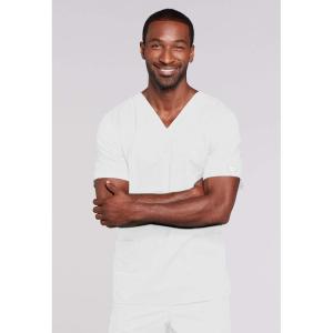 Cherokee Scrubs for Men & Women V-Neck Scrub Top with 4 Pockets, Cotton Blend Soft Stretchy Easy Care Nursing Uniform – 4725(White)