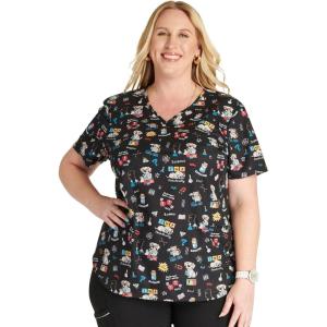 Cherokee Scrubs for Women Printed V-Neck Scrub Top with Modern Classic Fit with 2 Welt Pockets & Shirttail Hem – CK637(Lab Purr-tners)