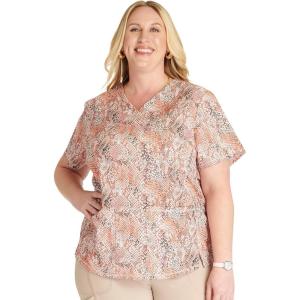 Cherokee Scrubs for Women V-Neck Printed Top Modern Classic Fit with 3 Pockets, Knit Details & Side Vents CK678(Python Perfection)