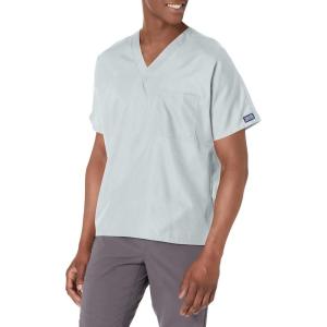 Cherokee Scrubs for Women and Men Unisex V-Neck Tunic Nursing Scrub Top with Chest Pocket, Tuckable Durable Fabric – 4777(Grey)