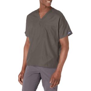 Cherokee Scrubs for Women and Men Unisex V-Neck Tunic Nursing Scrub Top with Chest Pocket, Tuckable Durable Fabric – 4777(Taupe)
