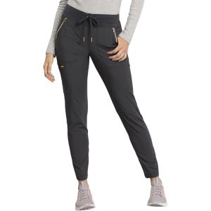 Cherokee Statement Women Scrubs Pant Mid Rise Tapered Leg Drawstring CK055(Pewter)