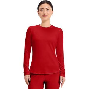Cherokee Underscrub Long Sleeve Women’s Knit Tee Nursing Underscrubs Crew Neck Layering Top for Women – CK773(Red)