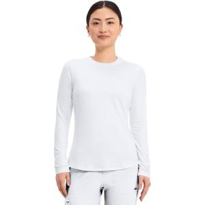 Cherokee Underscrub Long Sleeve Women’s Knit Tee Nursing Underscrubs Crew Neck Layering Top for Women – CK773(White)