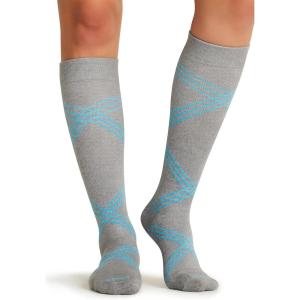 Cherokee Unisex Knee High Compression Socks 15–20 mmHg, Arch Support, Moisture-Wicking, 1 Pair – LXSUPPORT(Twisted Turquoise)