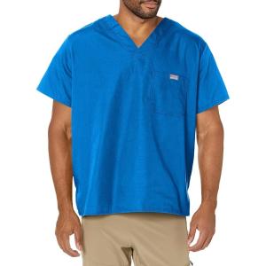Cherokee V-Neck Men’s Scrub Top with Chest Pocket, Durable, Fade Resistant and Easy Care(Royal)