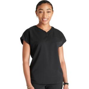 Cherokee V-Neck Women’s Scrub Top with Dolman Sleeves & High-Low Shirttail Hem for Comfort – CK836A(Black)