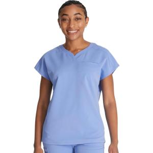 Cherokee V-Neck Women’s Scrub Top with Dolman Sleeves & High-Low Shirttail Hem for Comfort – CK836A(Ciel)