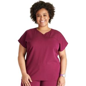 Cherokee V-Neck Women’s Scrub Top with Dolman Sleeves & High-Low Shirttail Hem for Comfort – CK836A(Wine)
