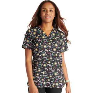 Cherokee Women Scrub Tops V-Neck Print Top with 2 Pockets, Back Yoke Seam and Side Vents – CK671(Different is Au-some)