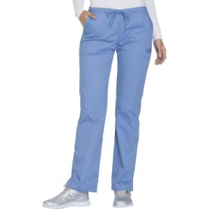 Cherokee Women Scrubs Pant Workwear Core Stretch Mid Rise Straight Leg Drawstring WW130(Ciel)