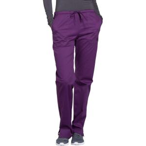 Cherokee Women Scrubs Pant Workwear Core Stretch Mid Rise Straight Leg Drawstring WW130(Eggplant)