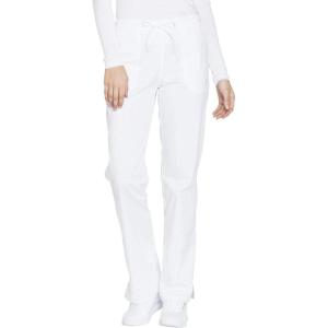 Cherokee Women Scrubs Pant Workwear Core Stretch Mid Rise Straight Leg Drawstring WW130(White)
