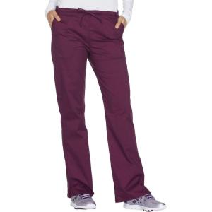 Cherokee Women Scrubs Pant Workwear Core Stretch Mid Rise Straight Leg Drawstring WW130(Wine)