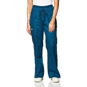 Cherokee Women Scrubs Pants Low Rise, Flare Leg Bottoms, Adjustable Drawstring with 6 Pockets – 24001(Caribbean Blue)