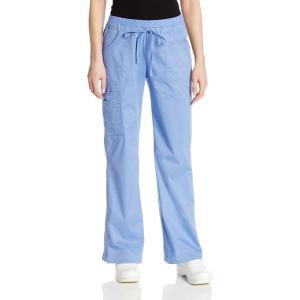 Cherokee Women Scrubs Pants Low Rise, Flare Leg Bottoms, Adjustable Drawstring with 6 Pockets – 24001(Ciel)