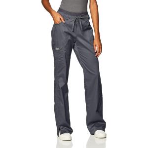 Cherokee Women Scrubs Pants Low Rise, Flare Leg Bottoms, Adjustable Drawstring with 6 Pockets – 24001(Pewter)