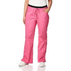 Cherokee Women Scrubs Pants Low Rise, Flare Leg Bottoms, Adjustable Drawstring with 6 Pockets – 24001(Shocking Pink)