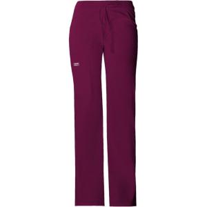 Cherokee Women Scrubs Pants Low Rise, Flare Leg Bottoms, Adjustable Drawstring with 6 Pockets – 24001(Wine)