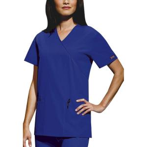Cherokee Women Scrubs Top Workwear Originals Mock Wrap Tunic 4801(Galaxy Blue)