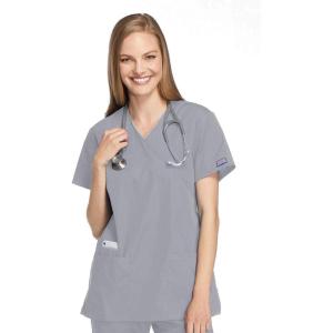 Cherokee Women Scrubs Top Workwear Originals Mock Wrap Tunic 4801(Grey)