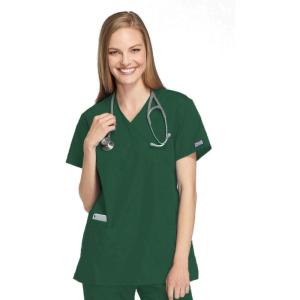 Cherokee Women Scrubs Top Workwear Originals Mock Wrap Tunic 4801(Hunter)