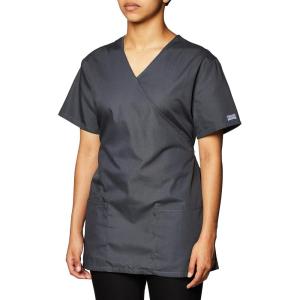 Cherokee Women Scrubs Top Workwear Originals Mock Wrap Tunic 4801(Pewter)