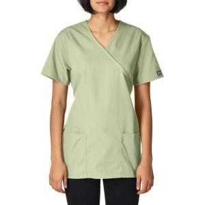 Cherokee Women Scrubs Top Workwear Originals Mock Wrap Tunic 4801(Sage Green)