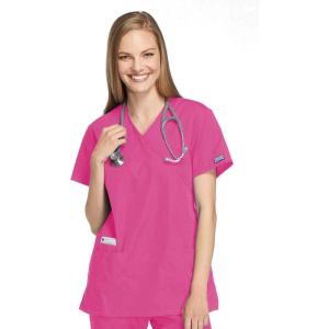 Cherokee Women Scrubs Top Workwear Originals Mock Wrap Tunic 4801(Shocking Pink)