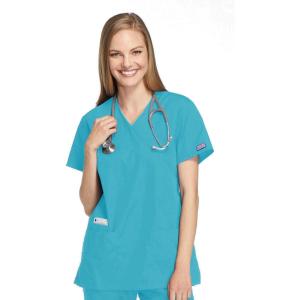 Cherokee Women Scrubs Top Workwear Originals Mock Wrap Tunic 4801(Turquoise)