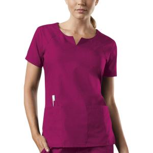 Cherokee Women Scrubs Top Workwear Originals Round Neck 4824(Raspberry)