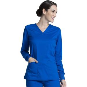 Cherokee Women Scrubs Top Workwear Revolution Tech Long Sleeve V-Neck WW855AB(Royal)