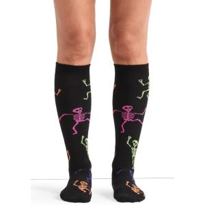 Cherokee Women’s 10-15mmHg Compression Socks – Fun Print Knee Highs with Light Support, Soft Feel – PRINTSUPPORT(Dancing Skeletons)