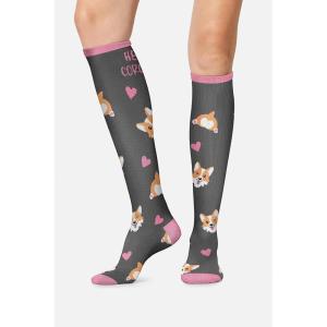 Cherokee Women’s 10-15mmHg Compression Socks – Fun Print Knee Highs with Light Support, Soft Feel – PRINTSUPPORT(Hello Gorgeous)