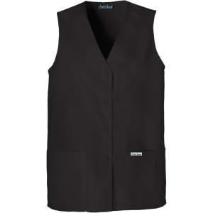 Cherokee Women’s Scrub Vest Coat Modern Vest with Button Front & 2 Pockets- 1602(Black)