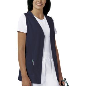 Cherokee Women’s Scrub Vest Coat Modern Vest with Button Front & 2 Pockets- 1602(Navy)