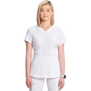 Infinity Cherokee V-Neck Women’s Nurse Scrub Top, 4-Way Stretch, Superior Performance and Comfort CK623A(White)