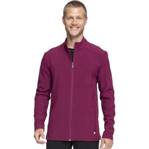 Infinity Men’s Zip Front Jacket Modern Fit Rib-Knit Panels with 3 Pockets and Knit Sleeve Panel CK332A(Wine)