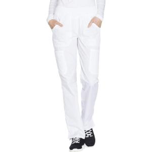 Workwear Originals Women Scrubs Pant Mid Rise Straight Leg Pull-on Cargo WW210(White)