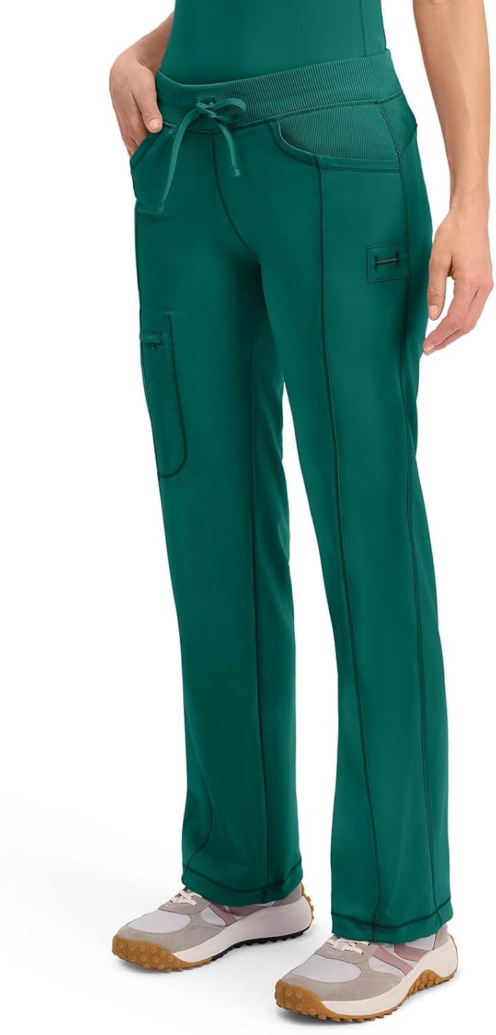imageCherokee Infinity Women Scrubs Pant Low Rise Straight Leg Drawstring 1123AHunter Green